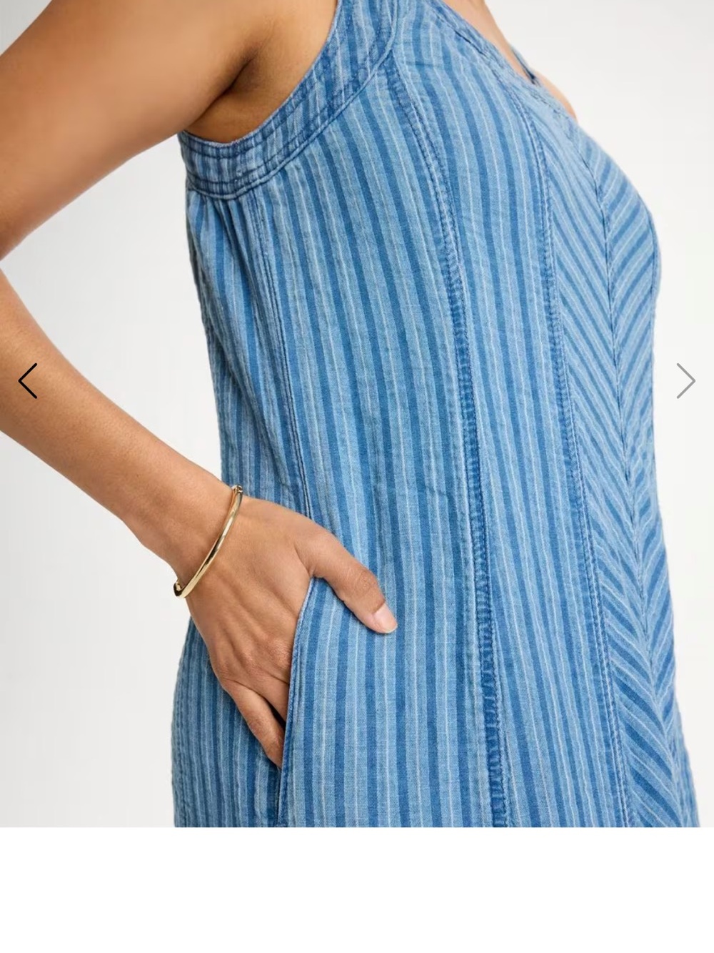 Chicos Striped Gauze Denim Sleeveless Blue Midi Dress, Size 4-6 - Picture 4 of 8
